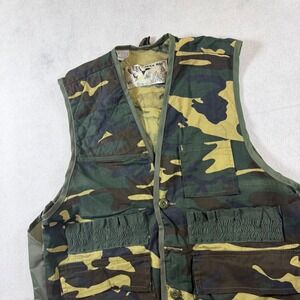Duck Bay Mens Woodland Camo Hunting Vest Cotton Duck Shell Loops Game Bag M